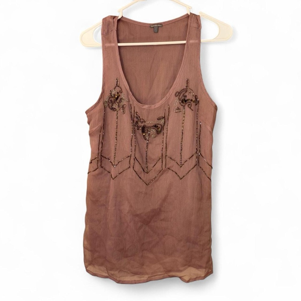 Charlotte Russe Embroidered Mauve Tank Top